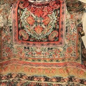 Womens Plus coral top with crochet at neck